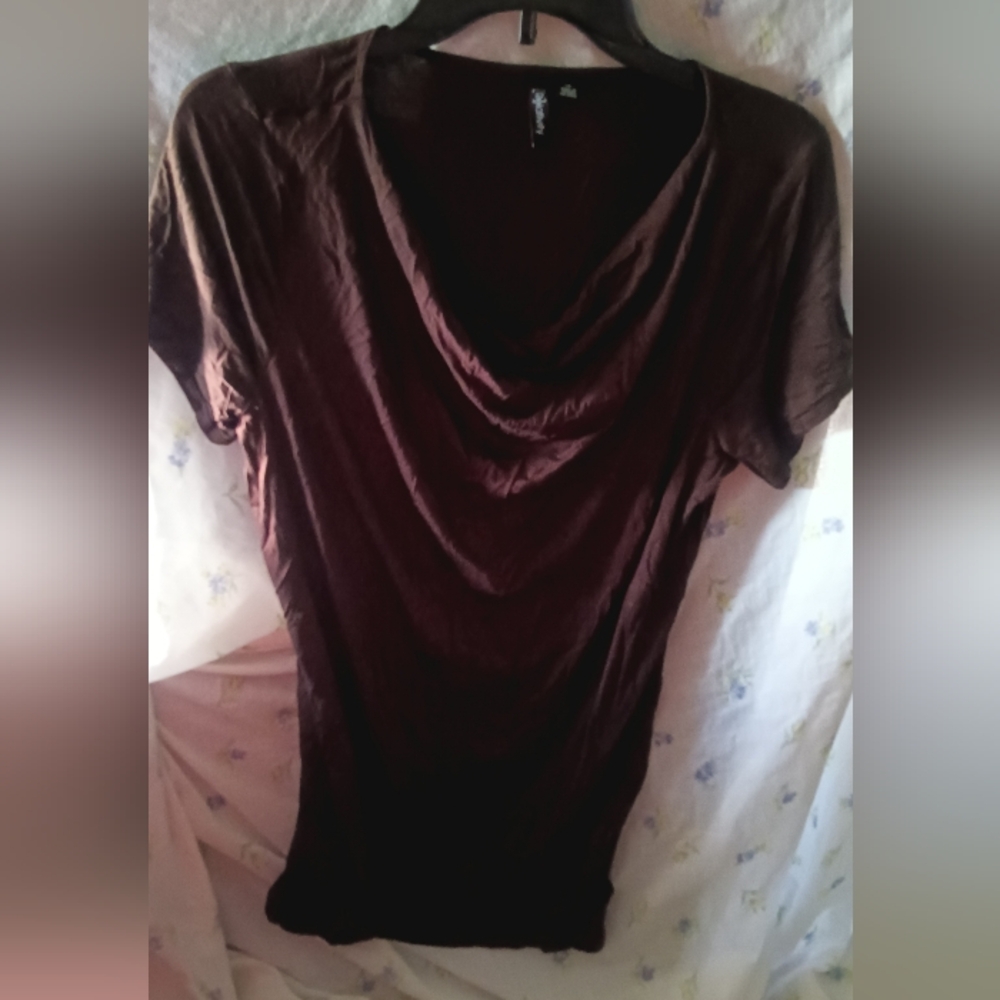 🌀BuyOneGet 2 FREE 🌀/Relativity Women's Chocolate Brown Short Sleeve Top